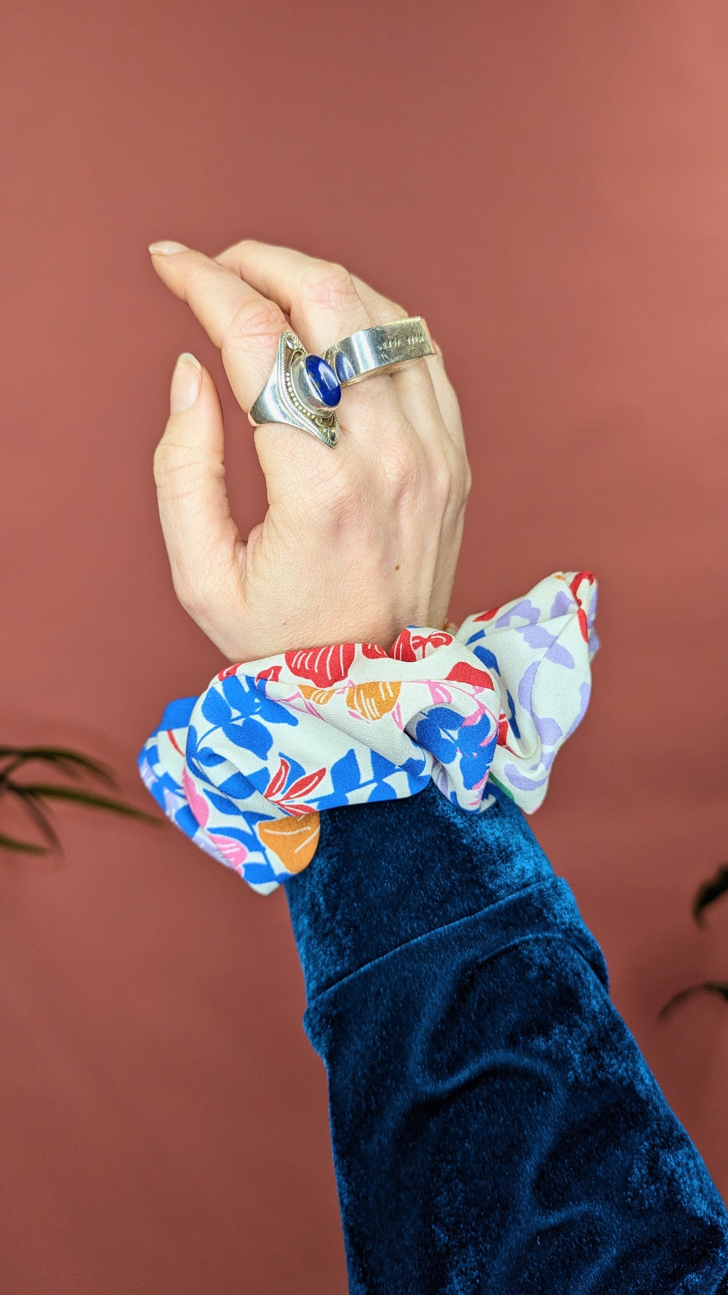 Rainbow Floral Hair Scrunchie