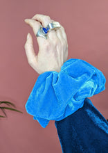 Load image into Gallery viewer, Hair Scrunchie in Turquoise Velvet