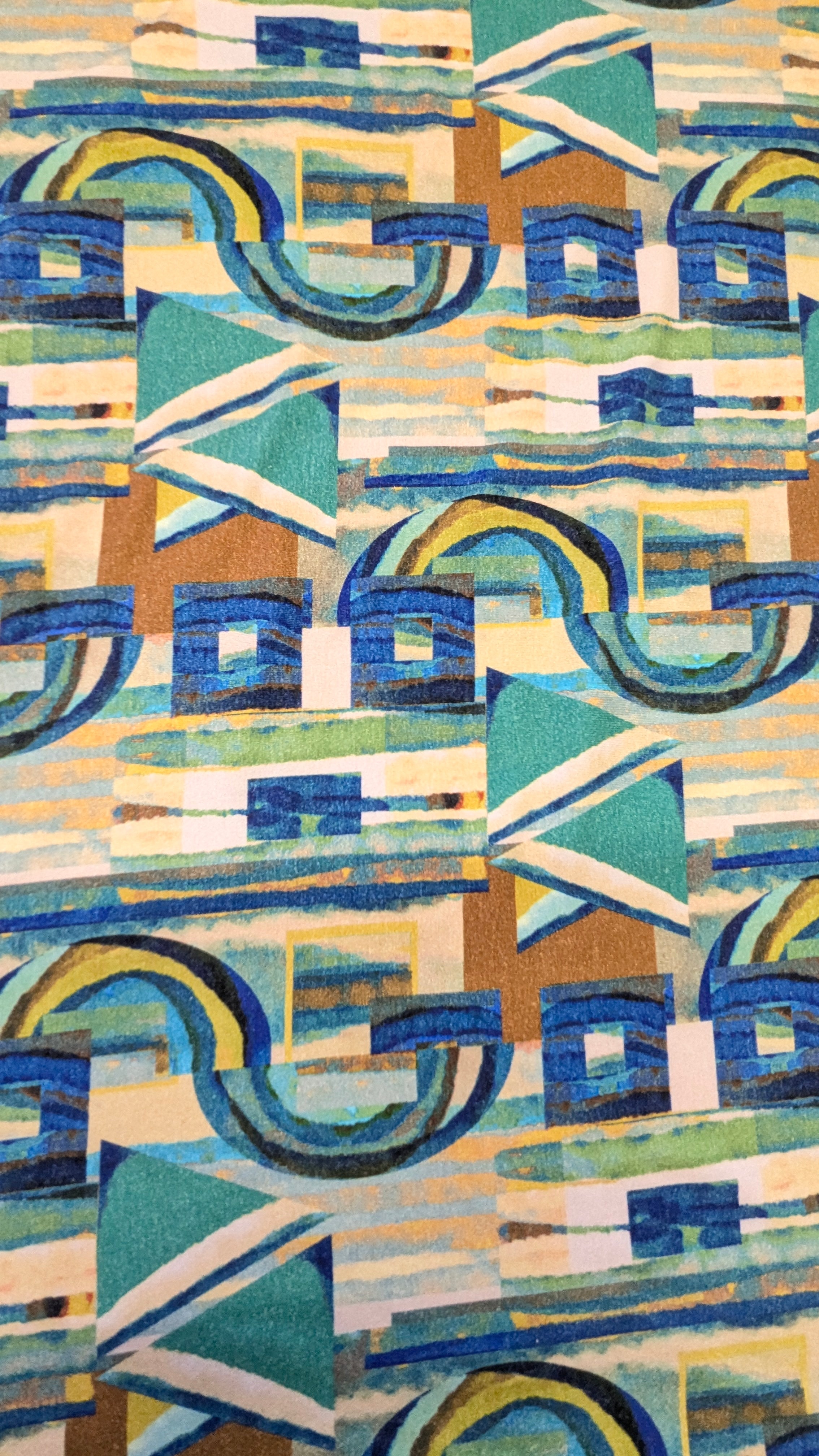 3/4 Sleeve Top in Green Retro Block - Megan Crook