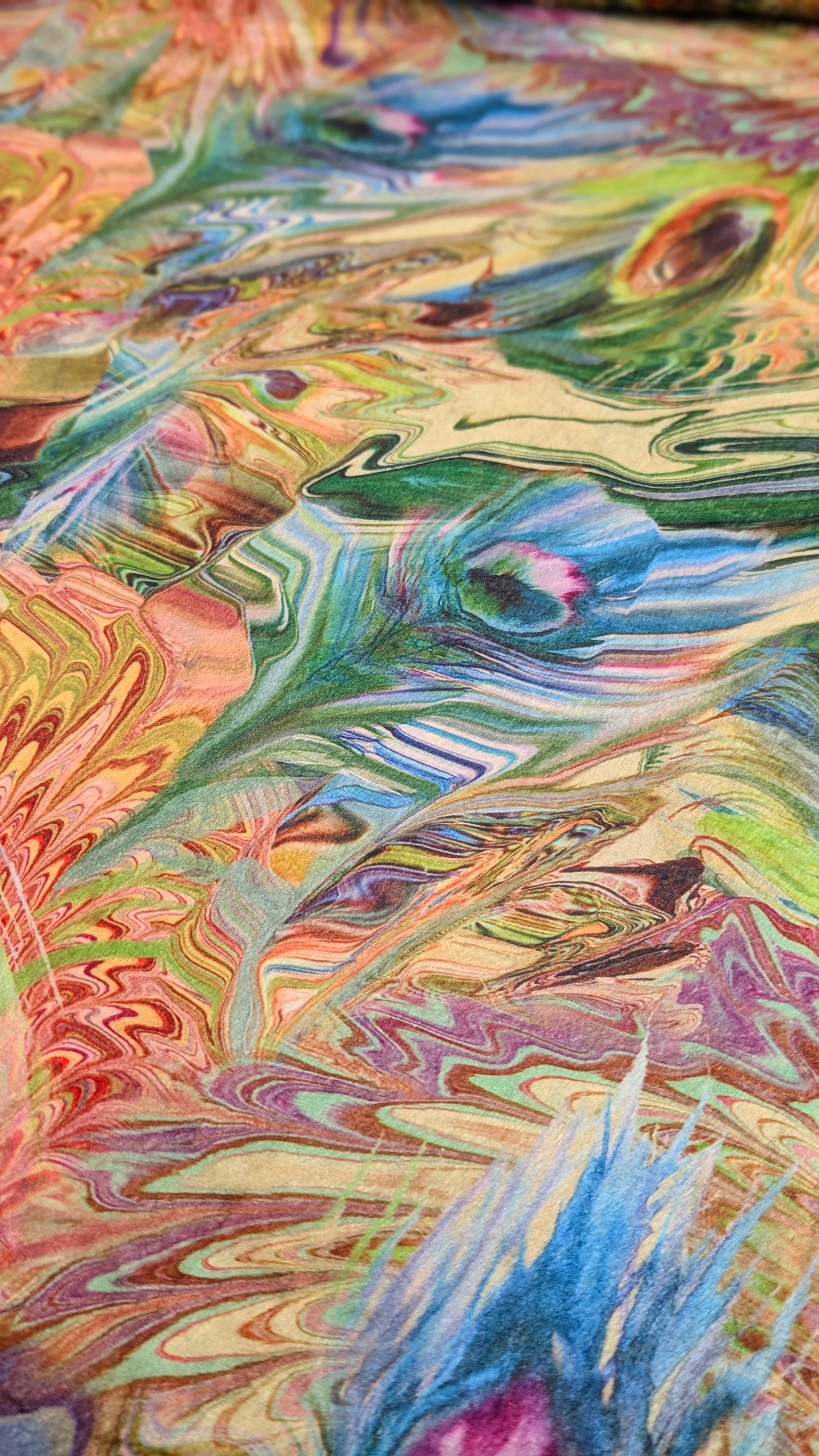 Funnel Neck Pullover in Marble Peacock - Megan Crook