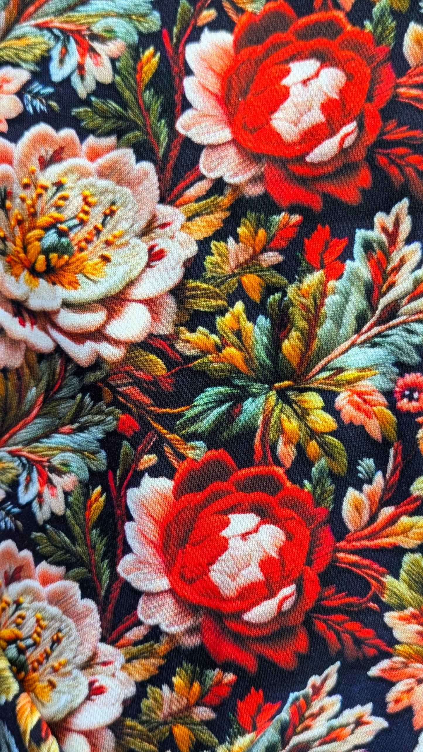 Jersey Snood in Red Floral Embroidery