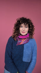Embellished Wool & Velvet Neck Wrap in Berry Pink - Megan Crook