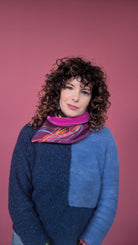 Embellished Wool & Velvet Neck Wrap in Berry Pink - Megan Crook