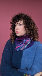 Embellished Wool & Velvet Neck Wrap in Purple - Megan Crook