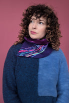 Embellished Wool & Velvet Neck Wrap in Purple - Megan Crook