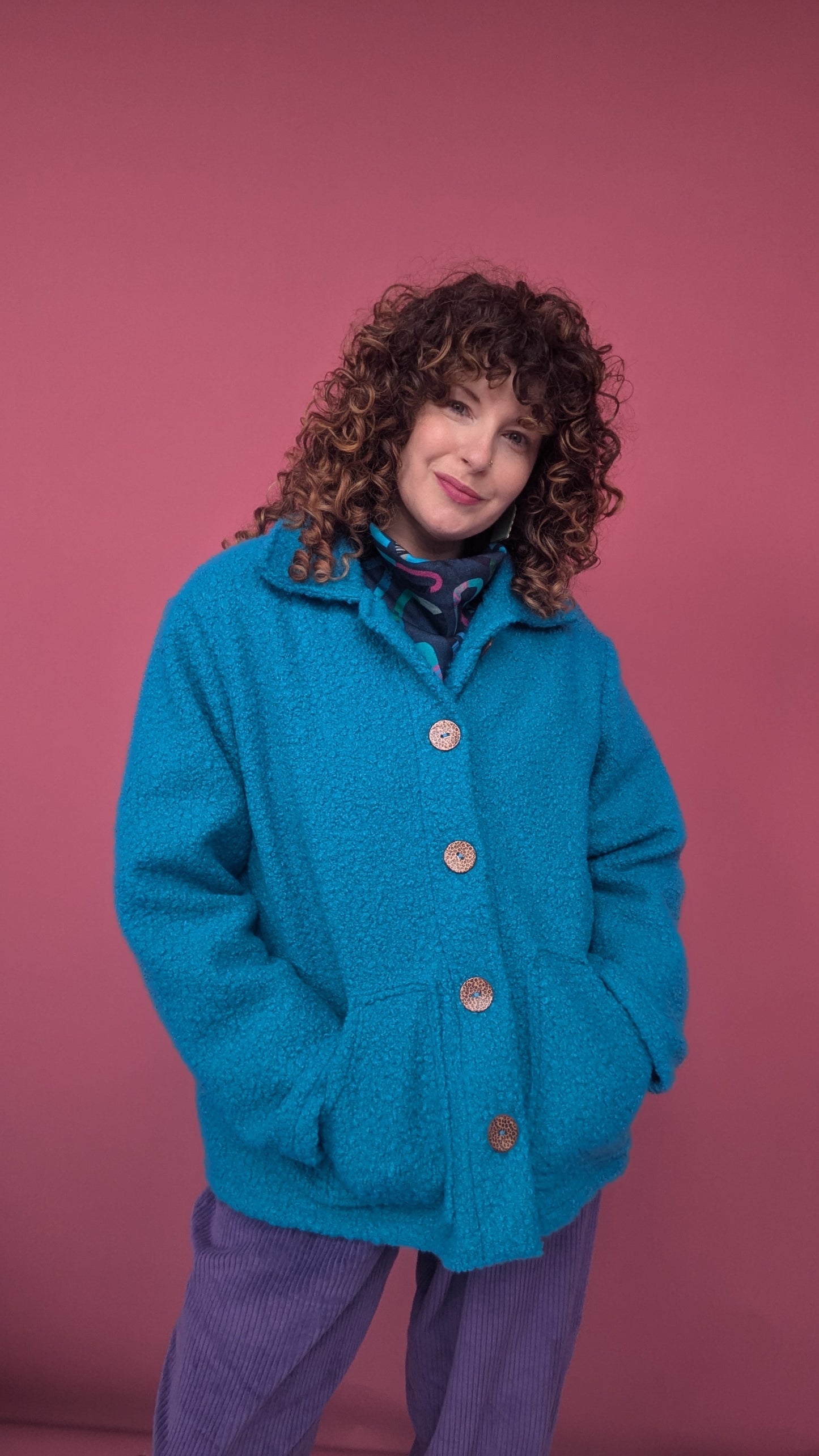 Boucle Chore Jacket in Electric Blue