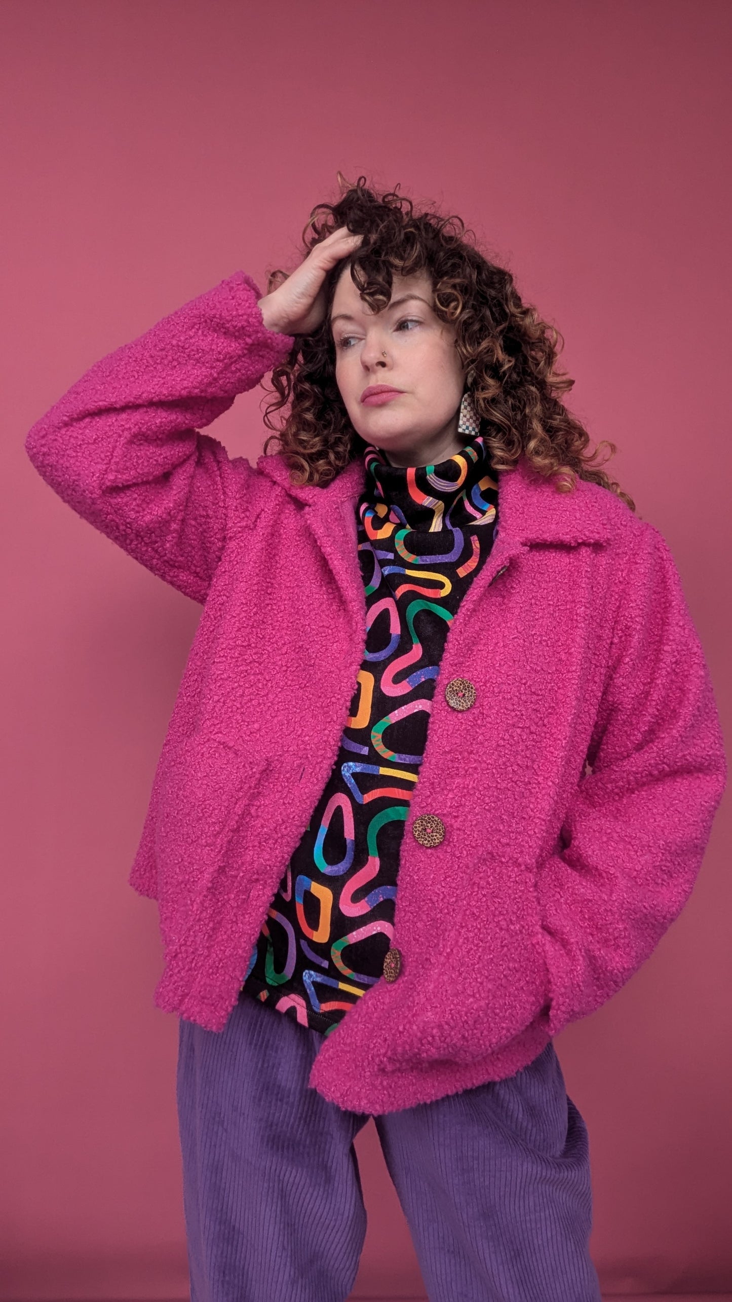 Boucle Chore Jacket in Magenta