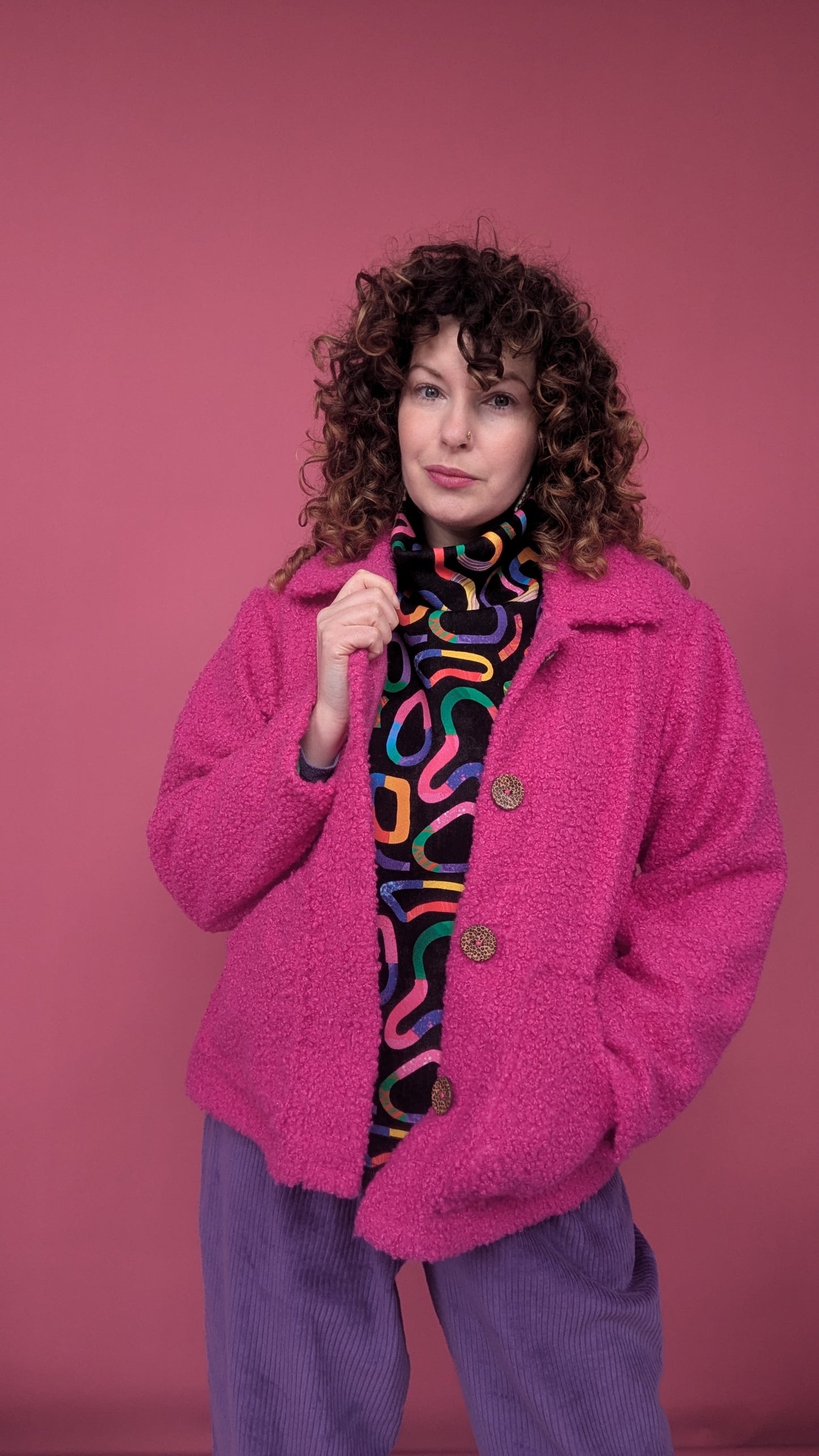 Boucle Chore Jacket in Magenta