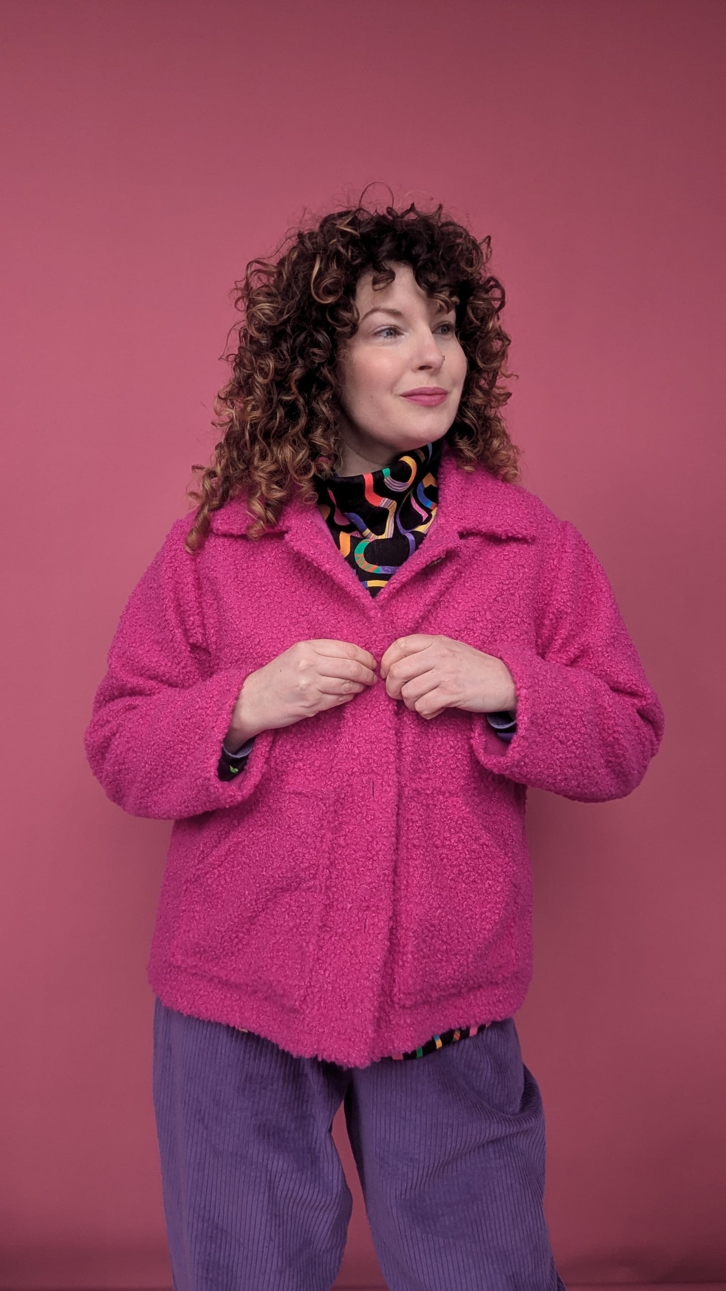 Boucle Chore Jacket in Magenta