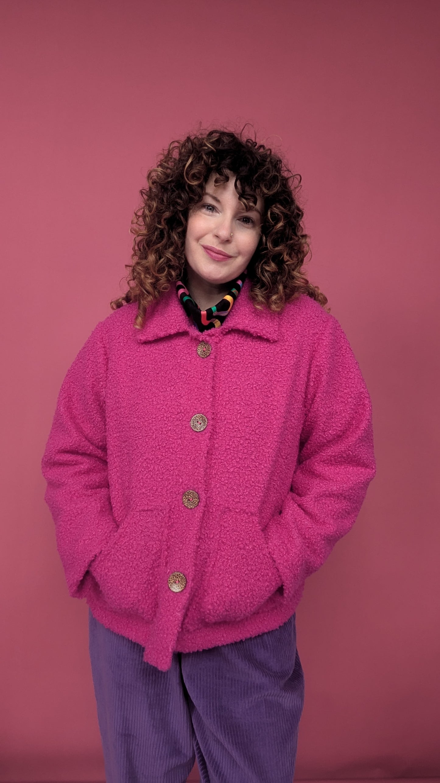 Boucle Chore Jacket in Magenta