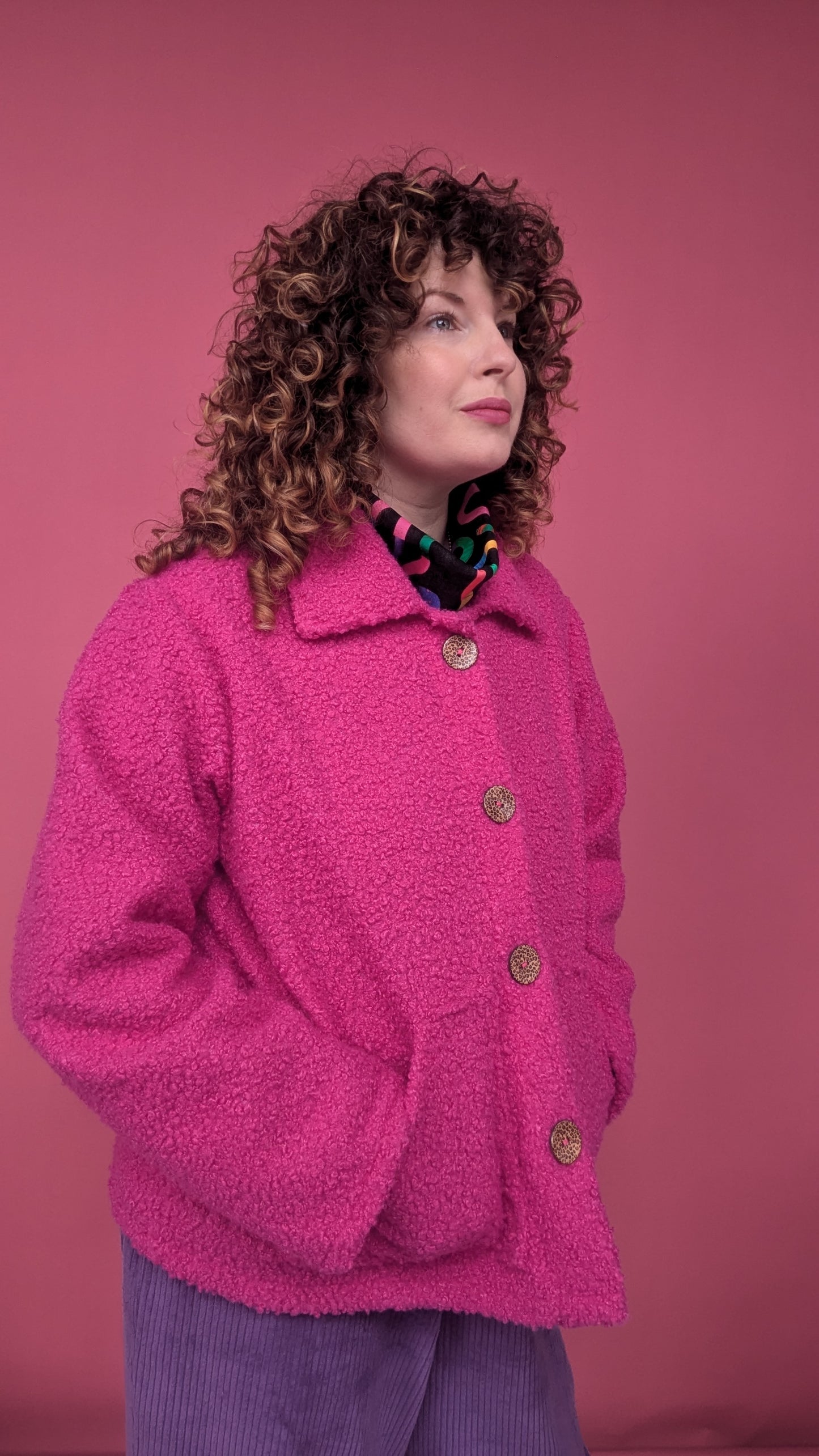 Boucle Chore Jacket in Magenta