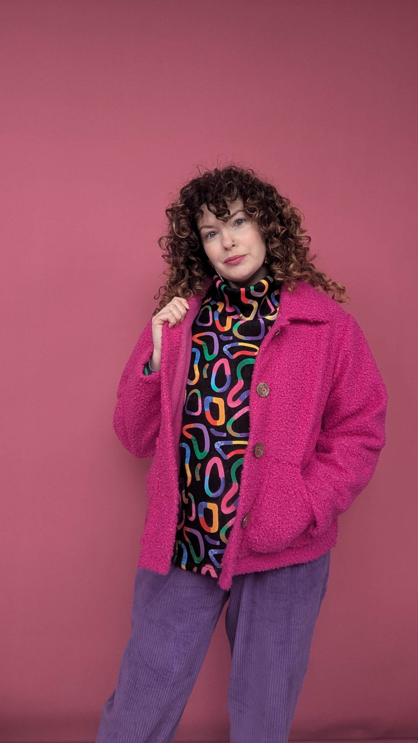 Boucle Chore Jacket in Magenta