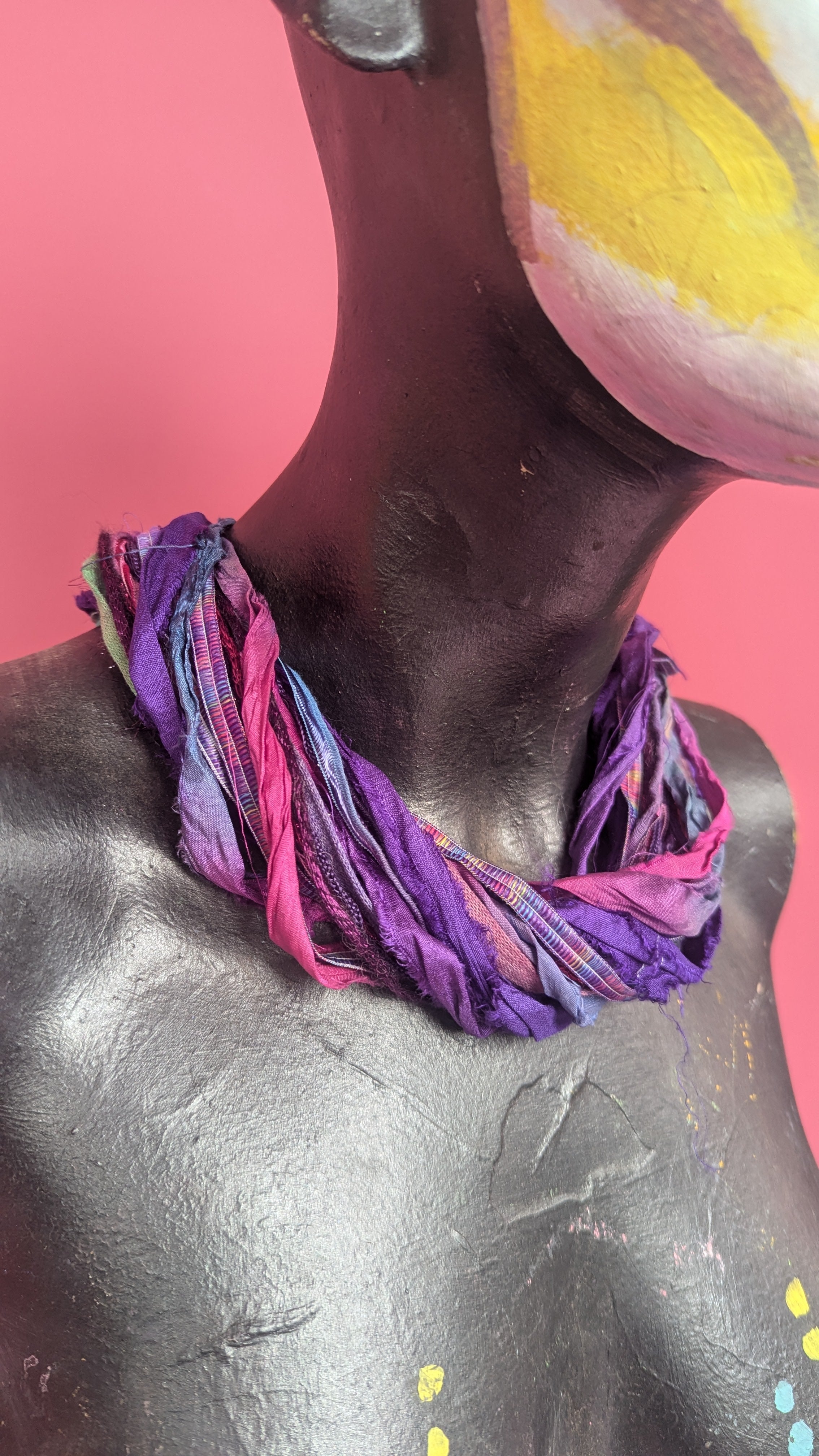 Silk Yarn Necklace in Pink and Purple - Megan Crook