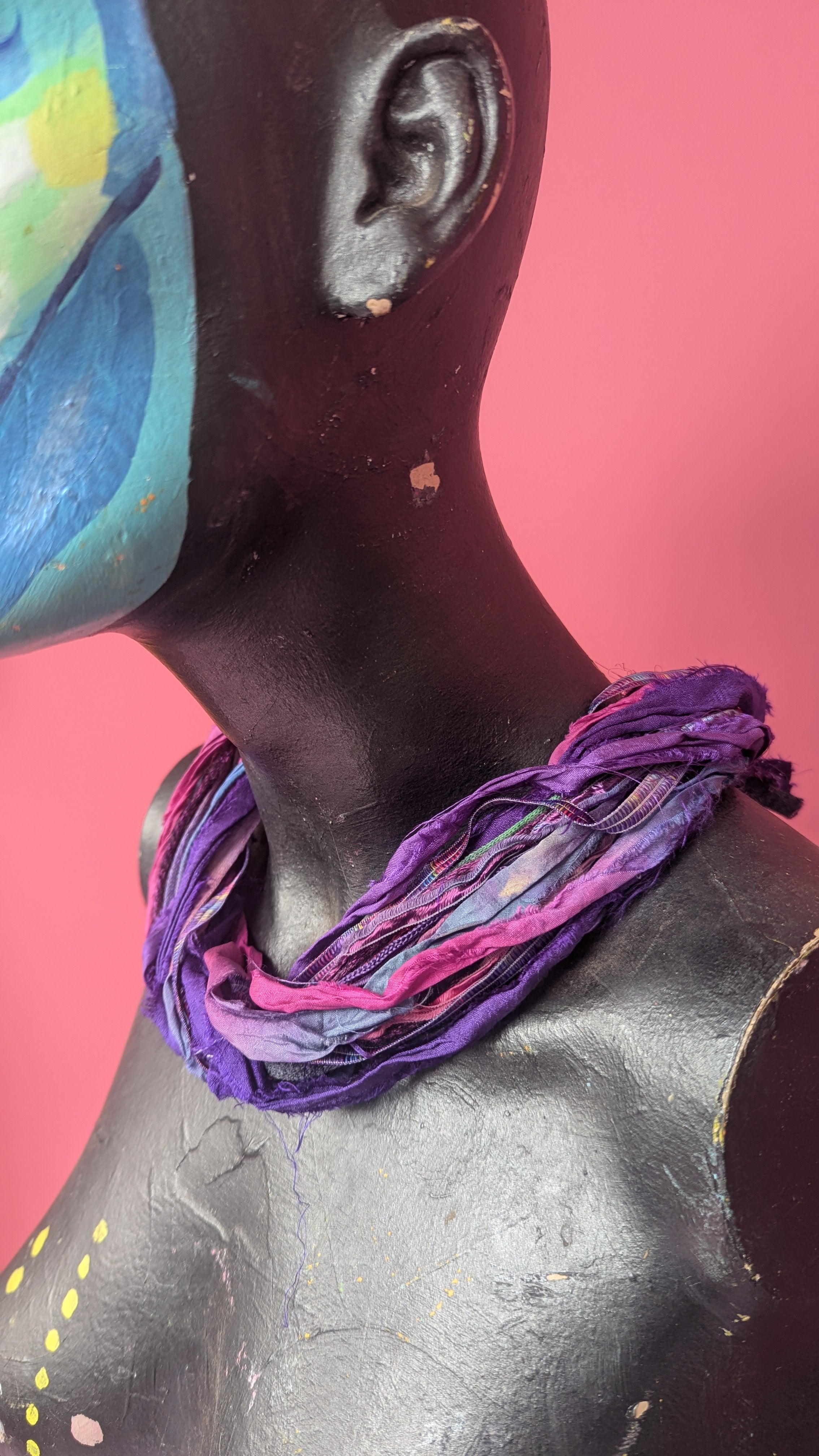 Silk Yarn Necklace in Pink and Purple - Megan Crook