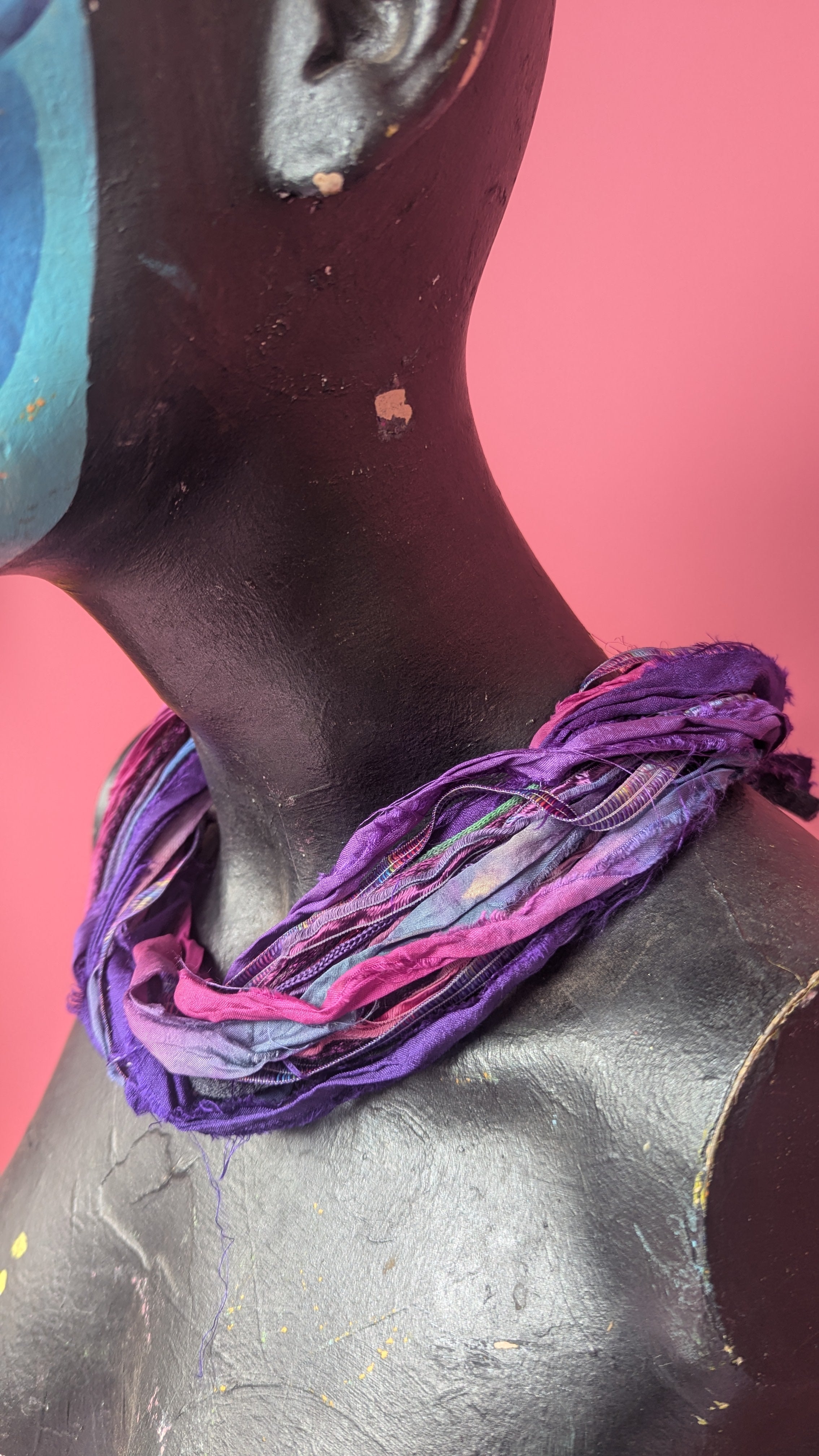 Silk Yarn Necklace in Pink and Purple - Megan Crook