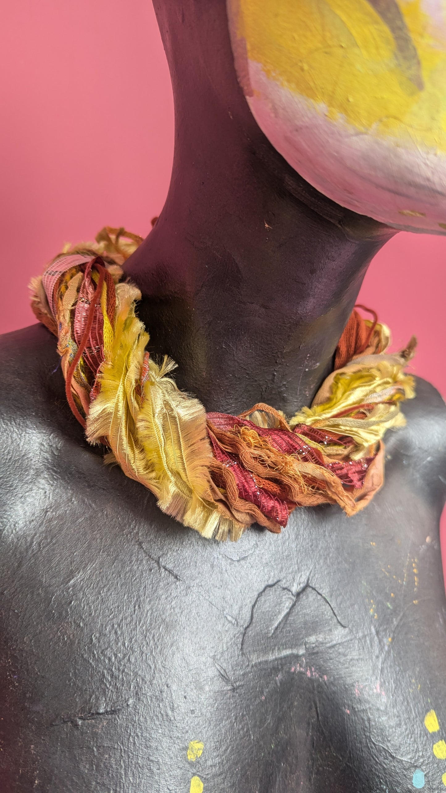 Silk Yarn Necklace in Amber Desert