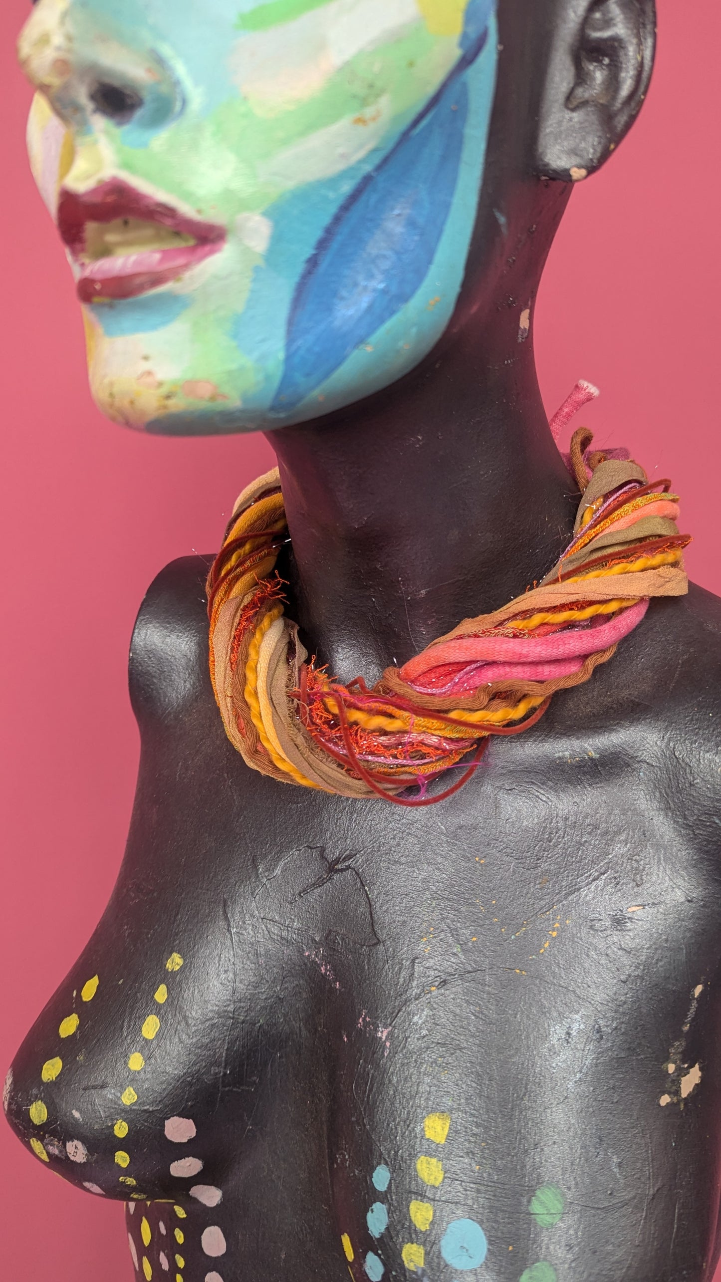Silk Yarn Necklace in Orange Flame