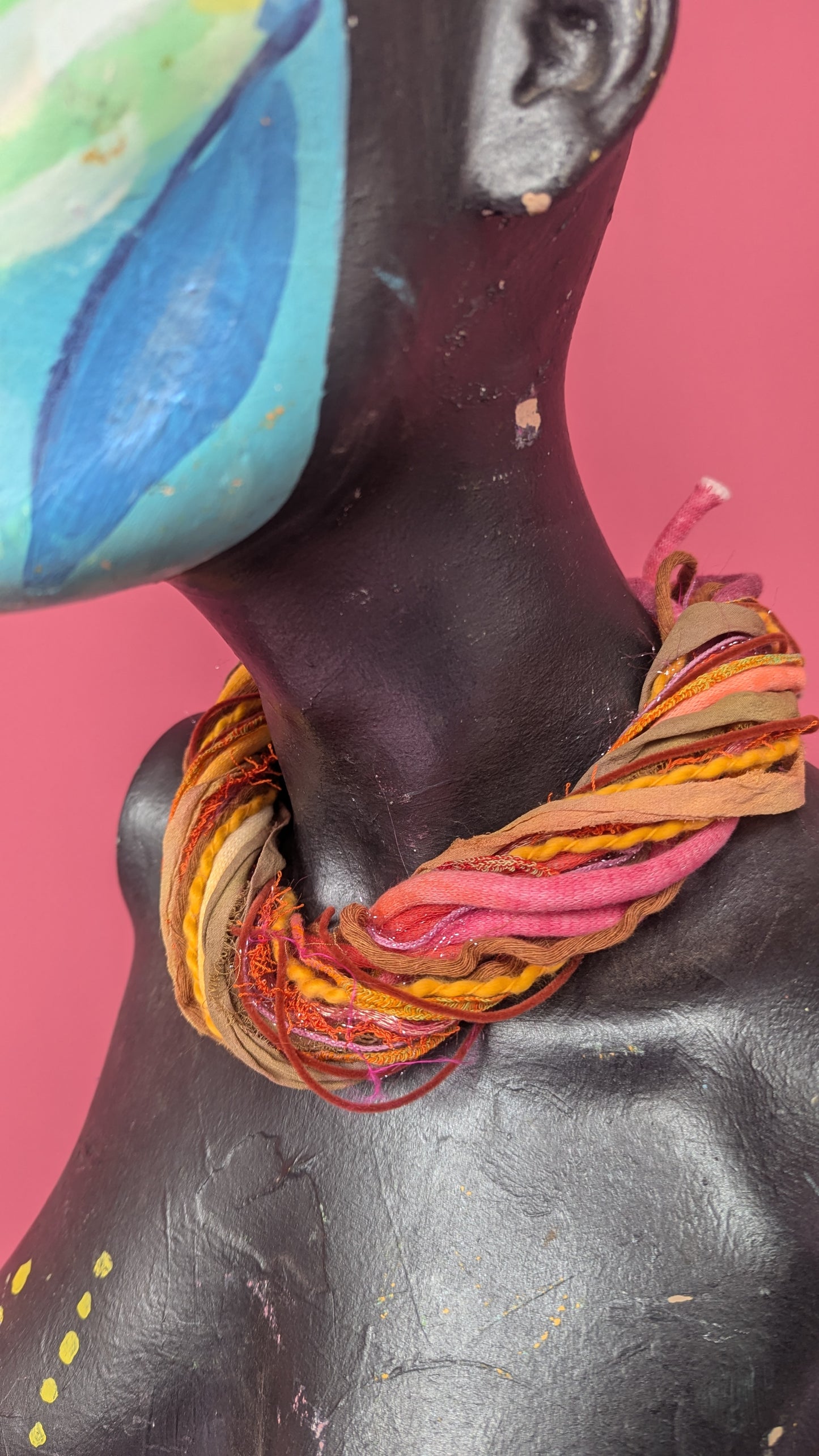 Silk Yarn Necklace in Orange Flame