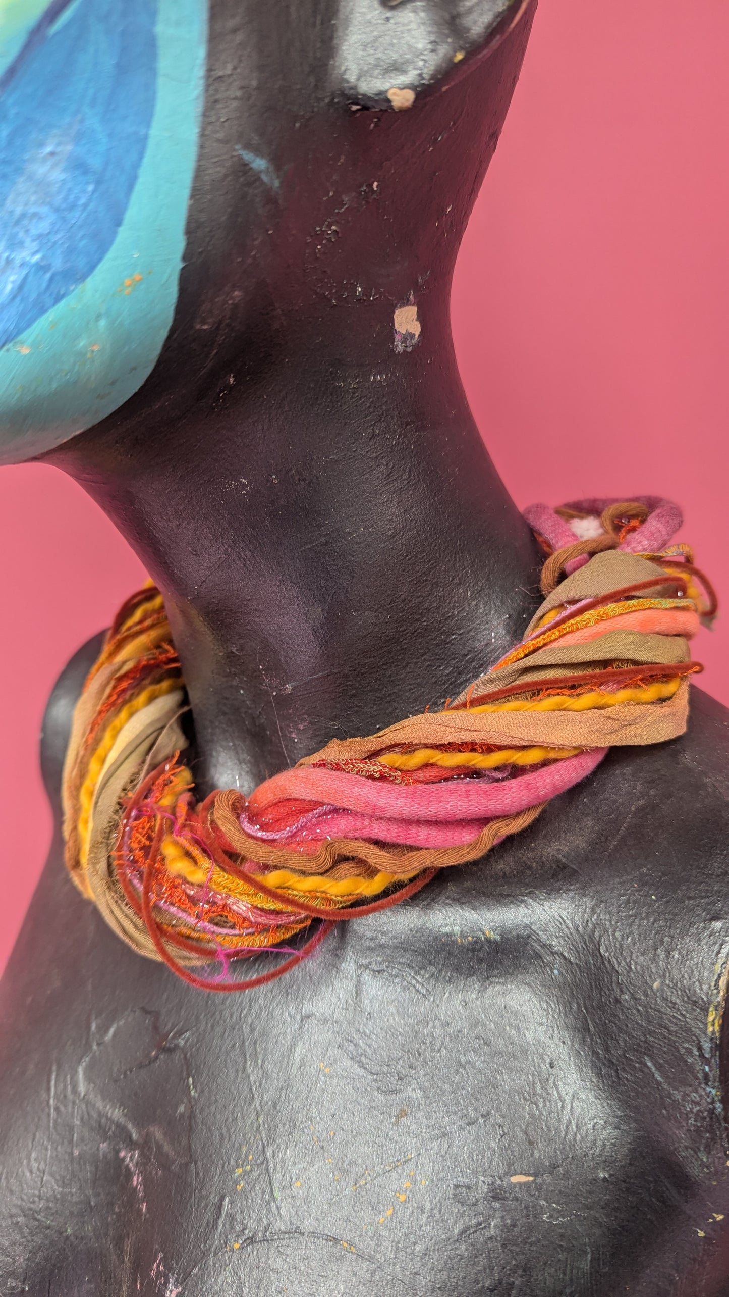 Silk Yarn Necklace in Orange Flame