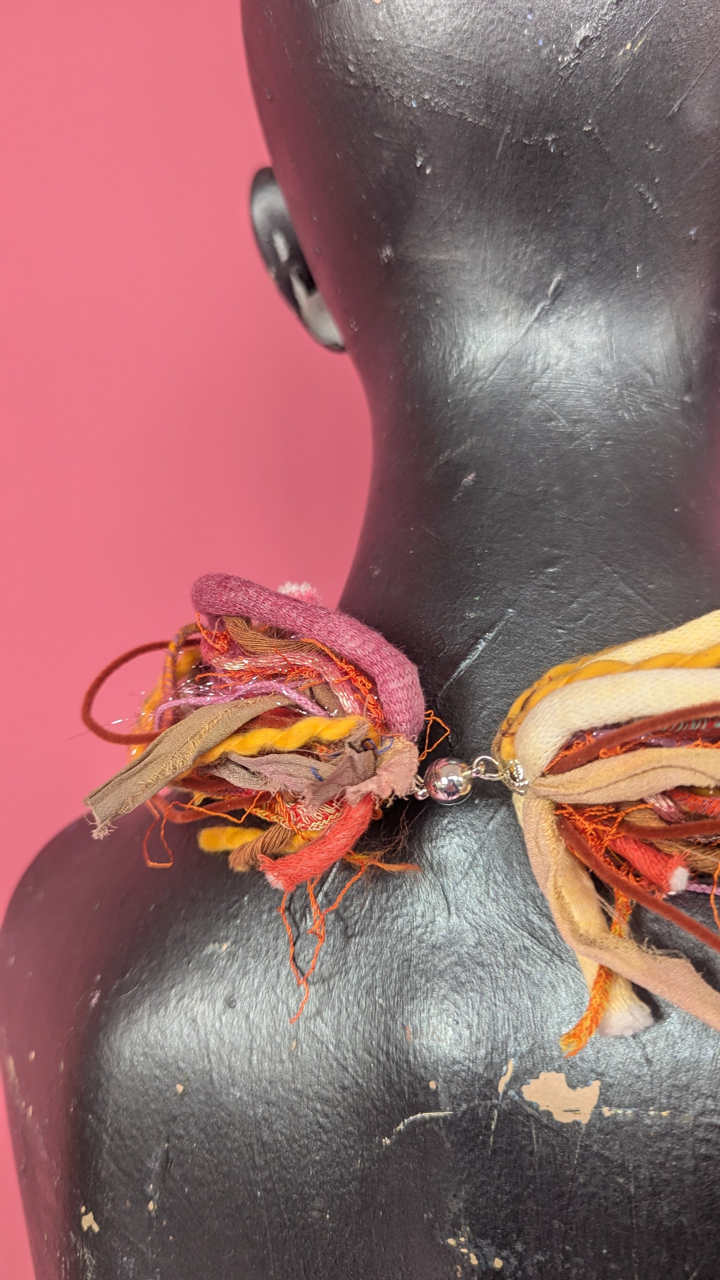 Silk Yarn Necklace in Orange Flame