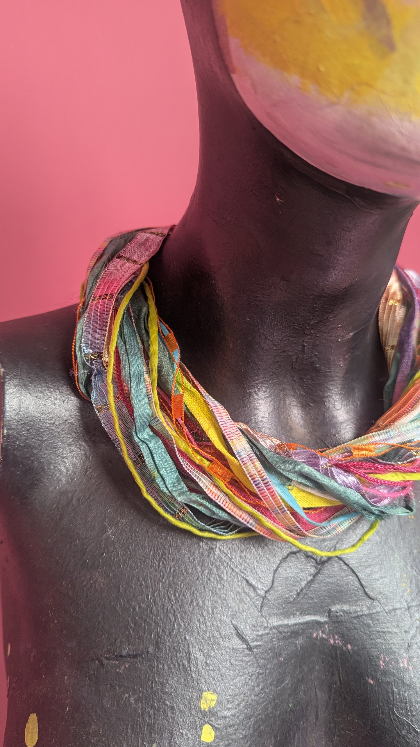 Silk Yarn Necklace in Spring Multi