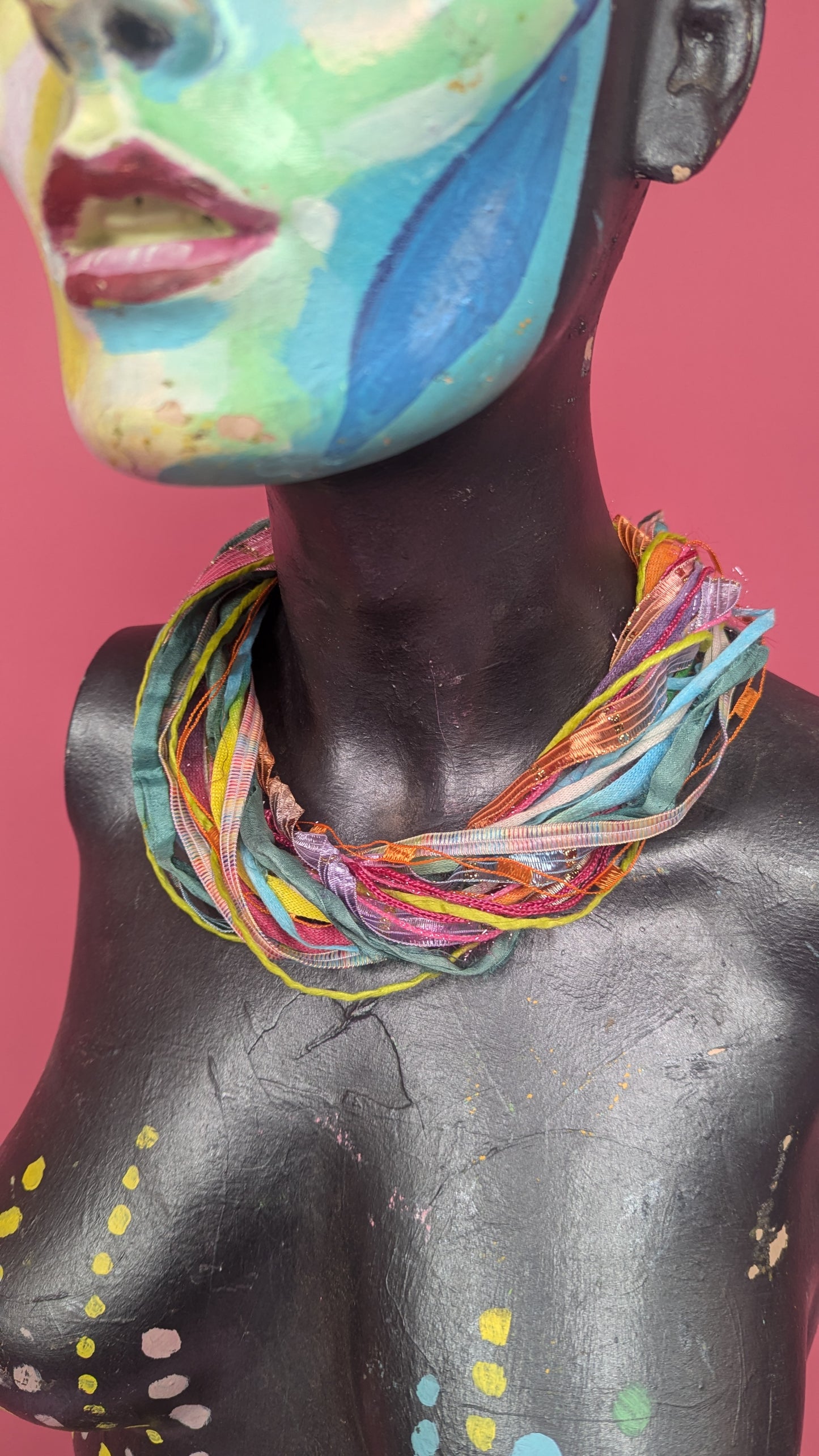 Silk Yarn Necklace in Spring Multi