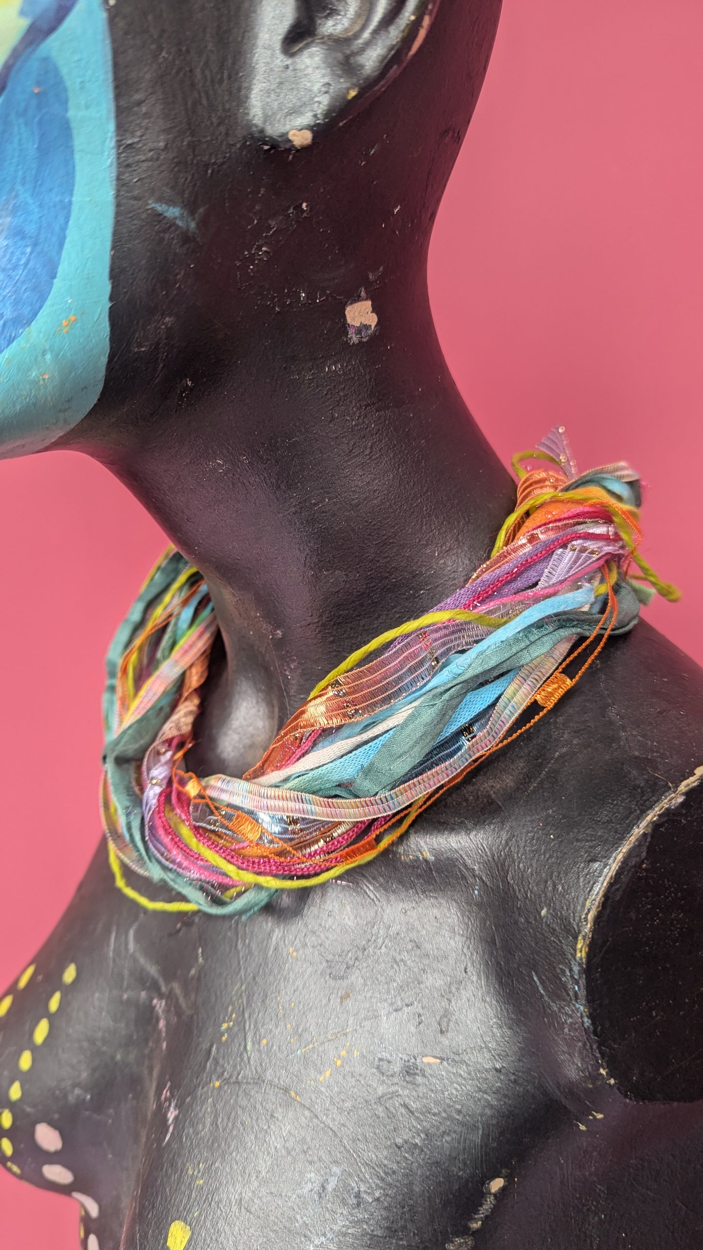 Silk Yarn Necklace in Spring Multi