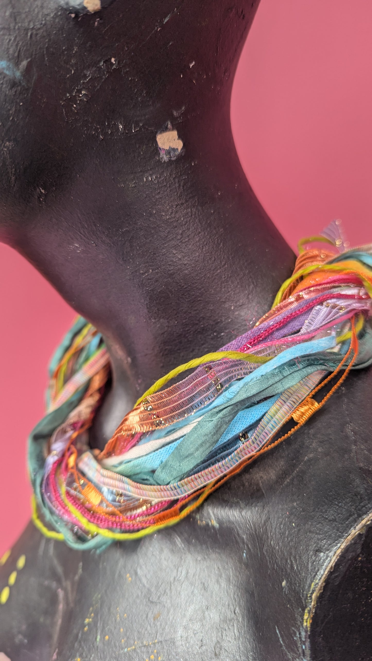 Silk Yarn Necklace in Spring Multi