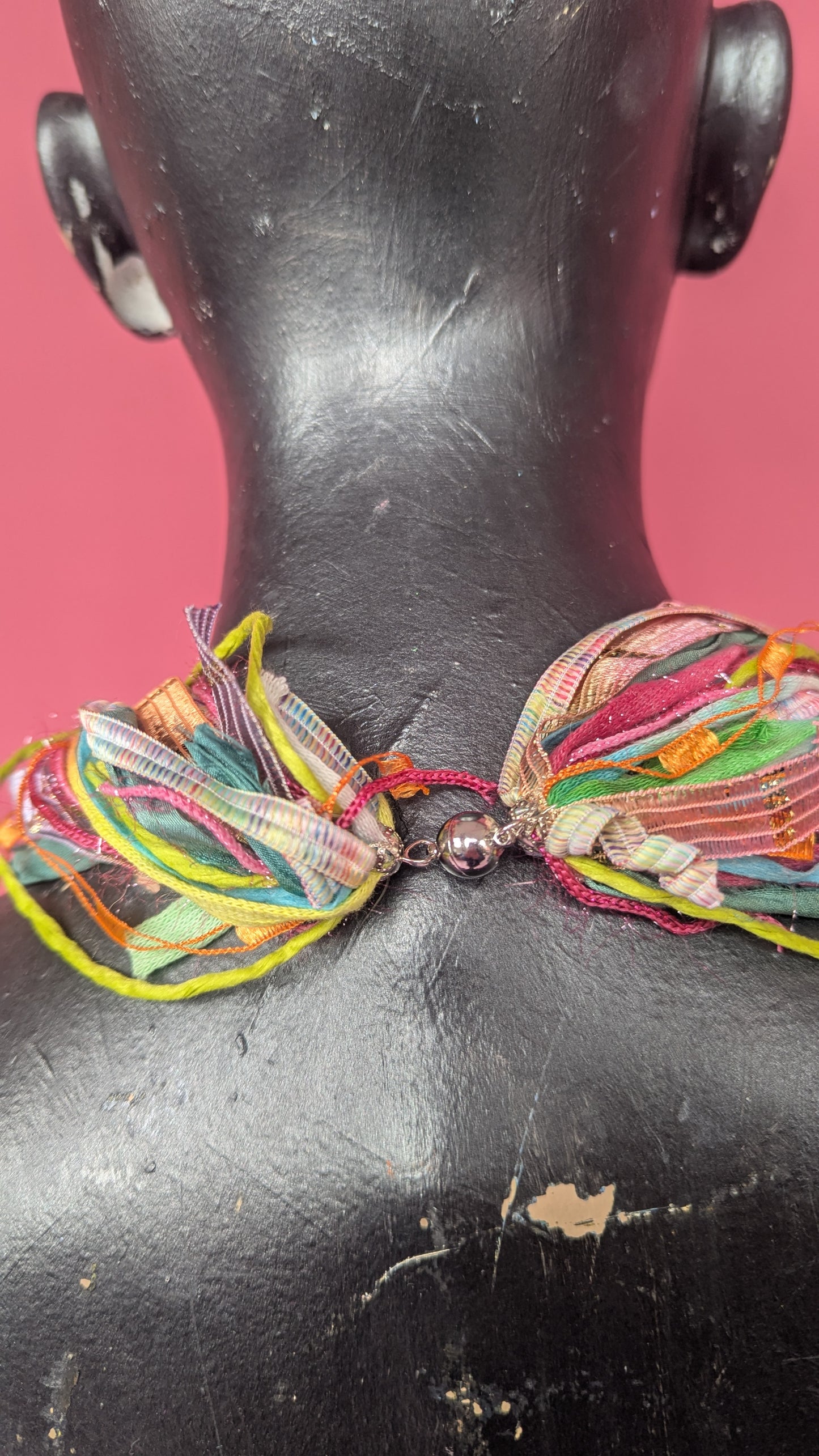 Silk Yarn Necklace in Spring Multi