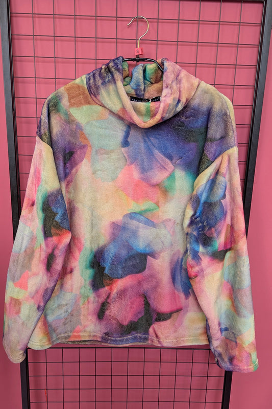 Funnel Neck Pullover in Ink Clouds