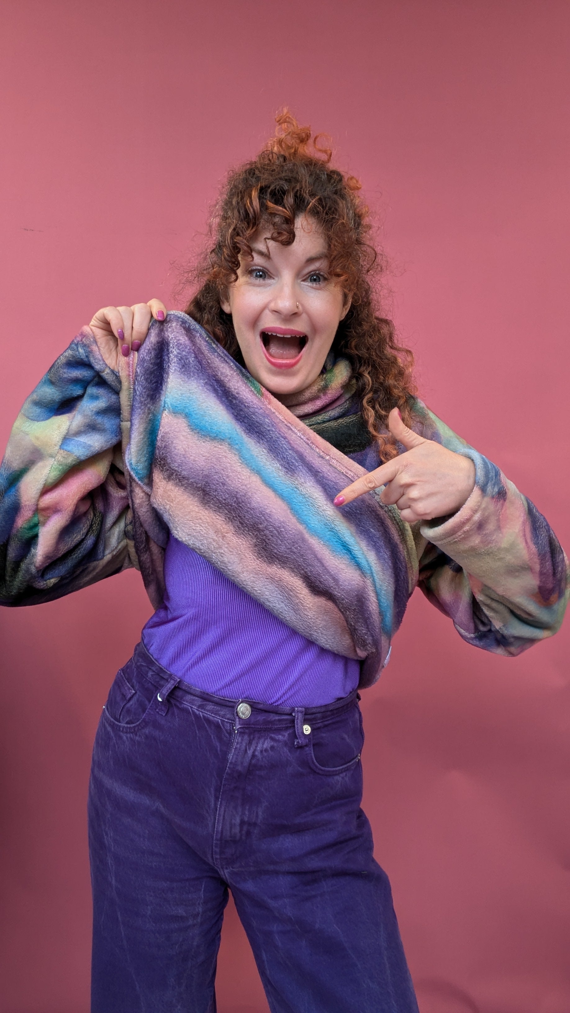 Funnel Neck Pullover in Ink Clouds - Megan Crook