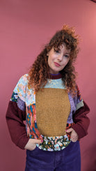 * Patchwork Batwing Pullover in Burgundy (+3 colours) - Megan Crook