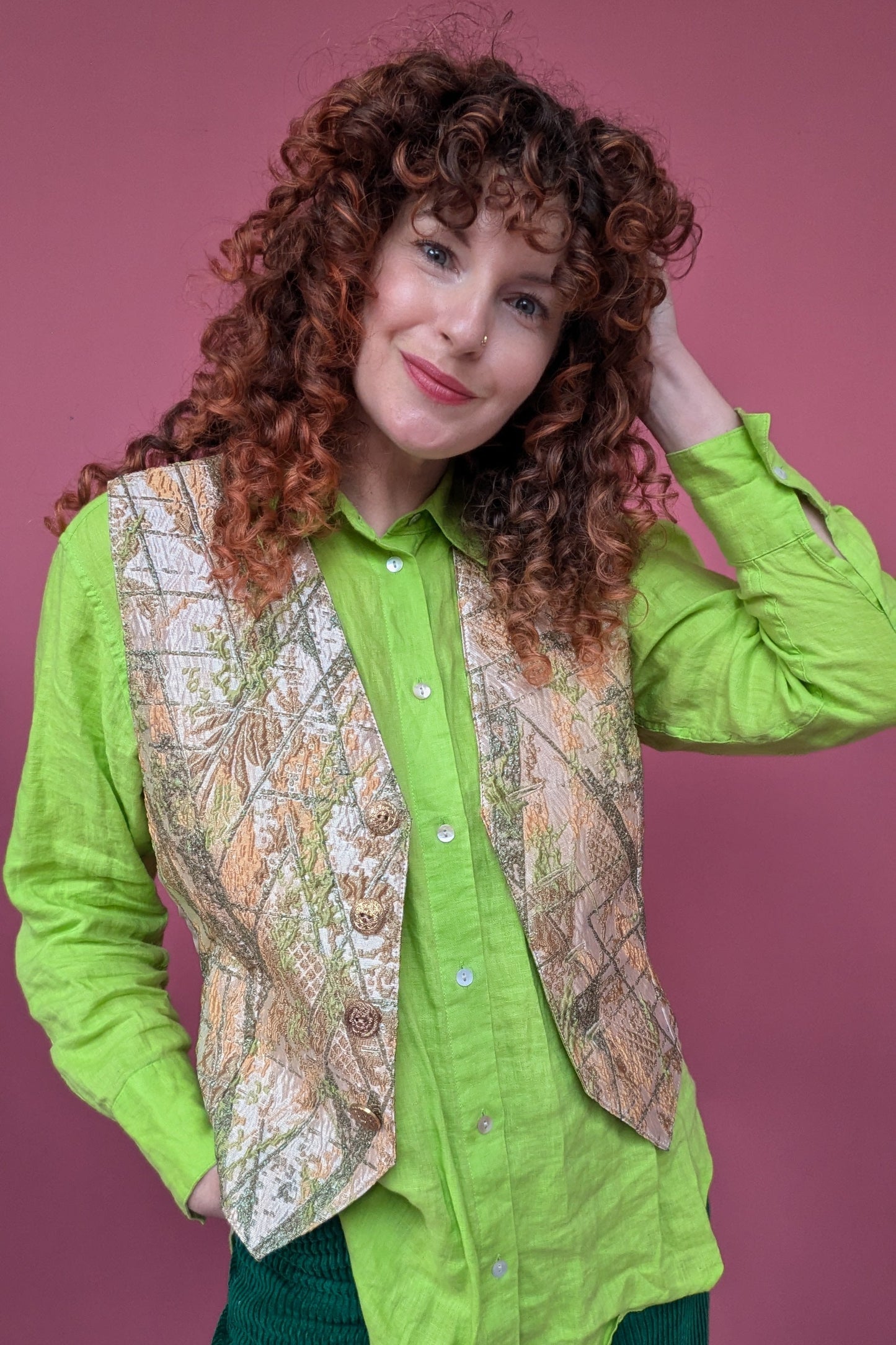 Lined Waistcoat in Lichen