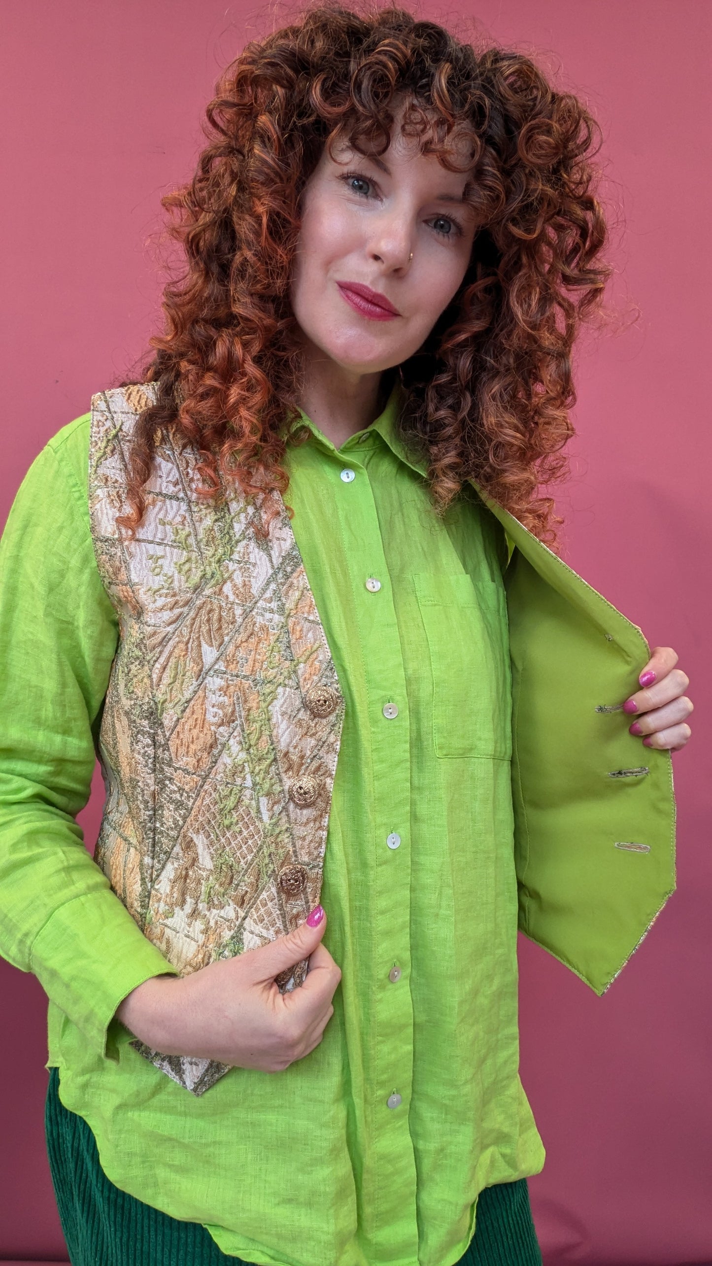 Lined Waistcoat in Lichen