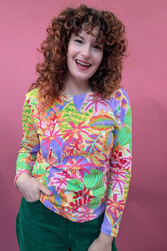 Long Sleeve Top in Tropical Garden
