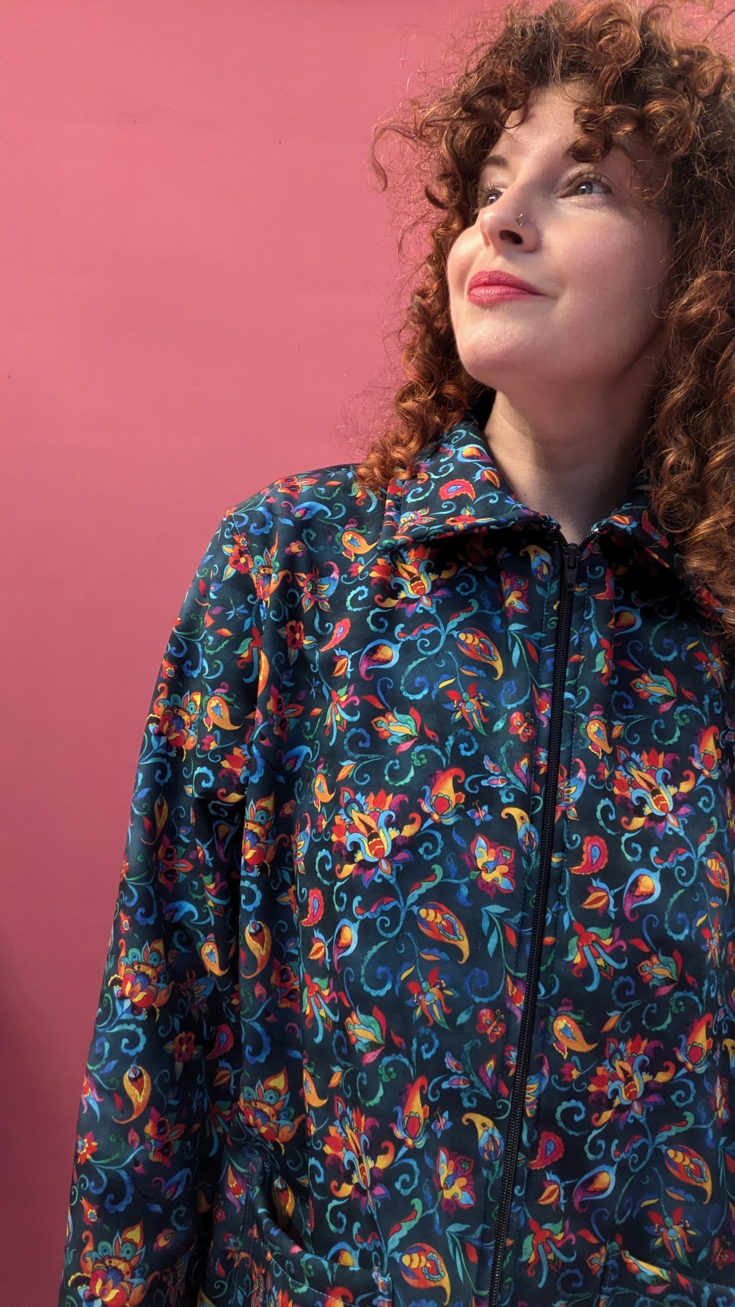 Sample - Rain Coat in Teal Floral Paisley