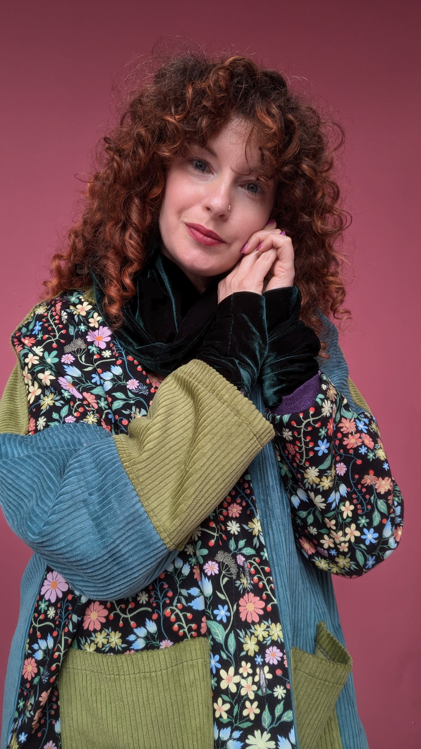 Velvet Cowl in Bottle Green