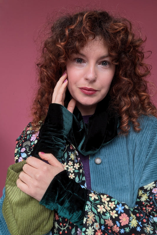 Velvet Cowl and Wrist Warmers Set in Bottle Green