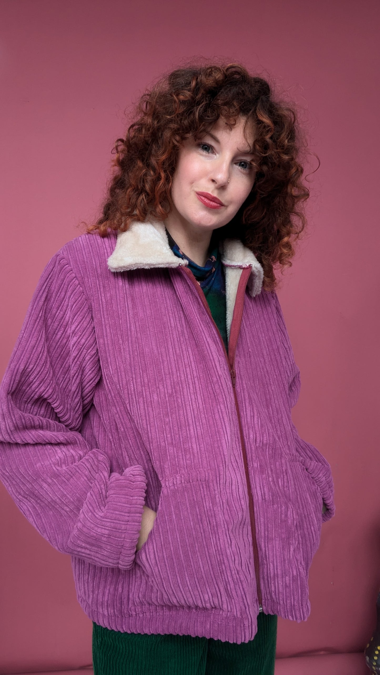 * Box Jacket in Fur Lined Cosy Corduroy - Sample