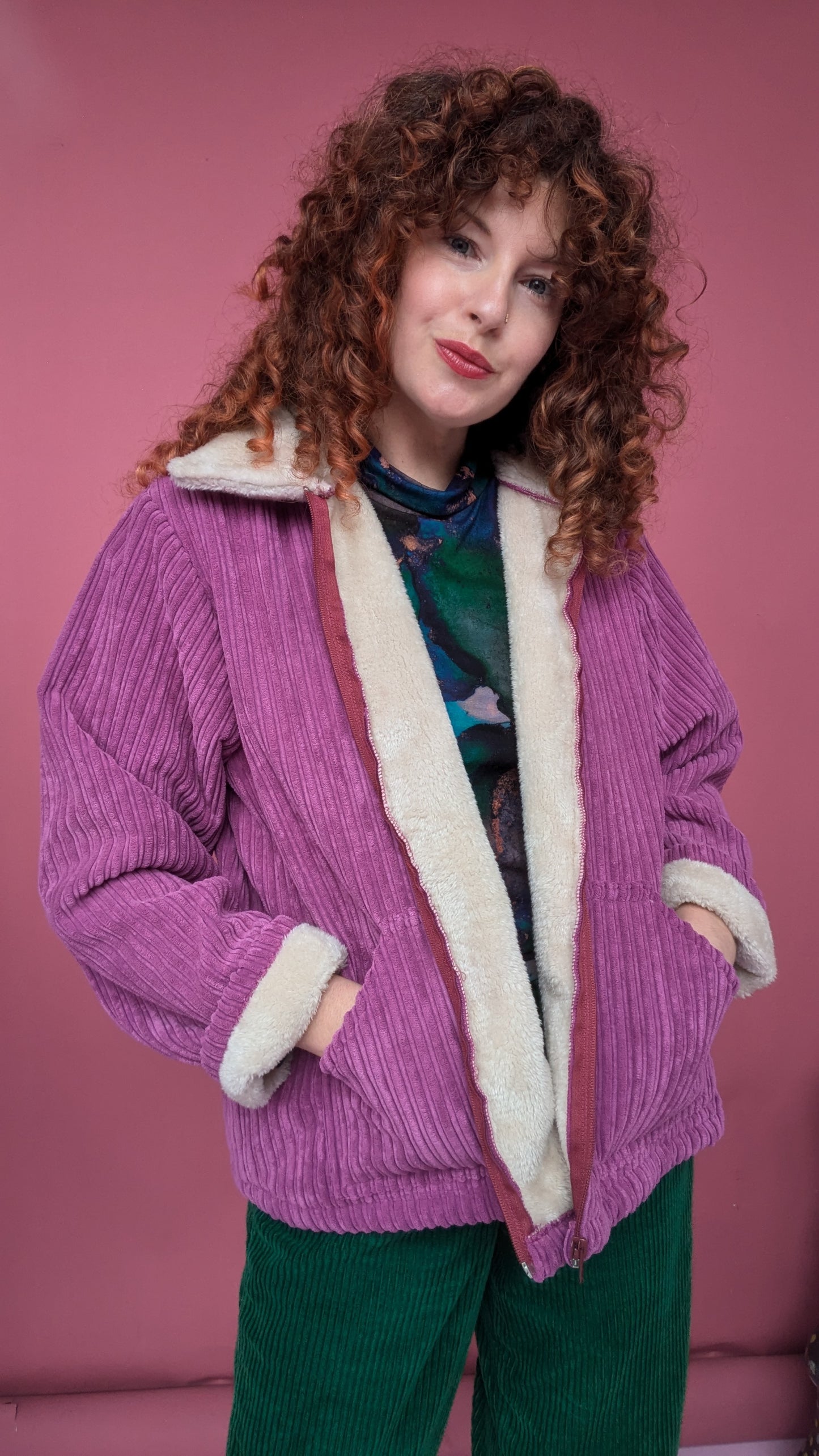 * Box Jacket in Fur Lined Cosy Corduroy - Sample