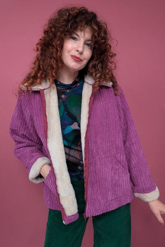 * Box Jacket in Fur Lined Cosy Corduroy - Sample