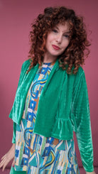 Velvet Ruffle Bolero in Jade Green - Megan Crook