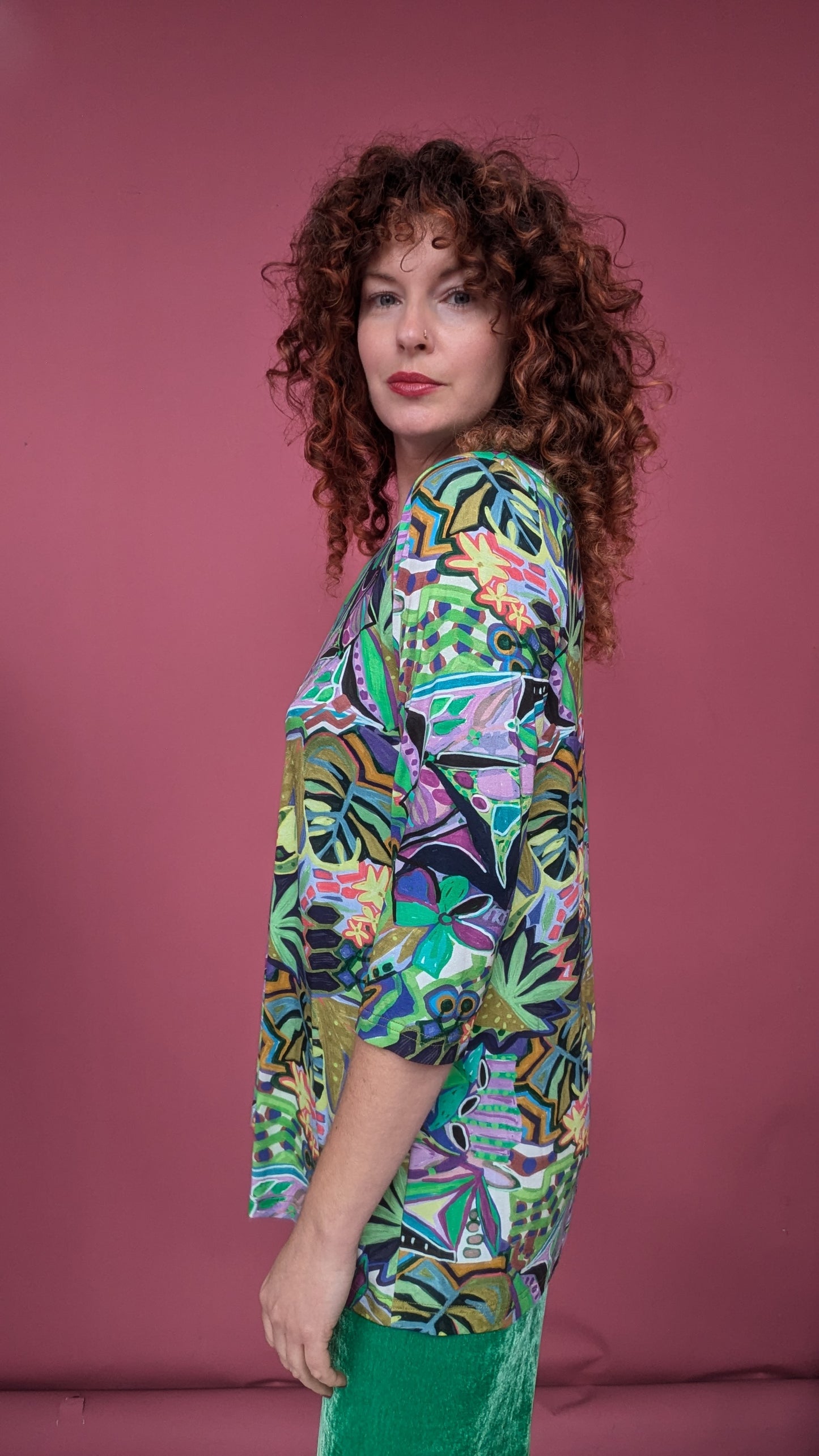 Swing Tunic in Abstract Green Garden