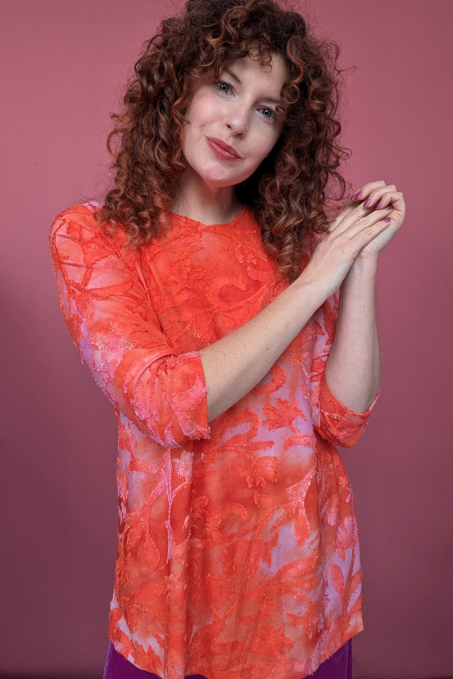 Swing Tunic in Pink and Orange Burnout