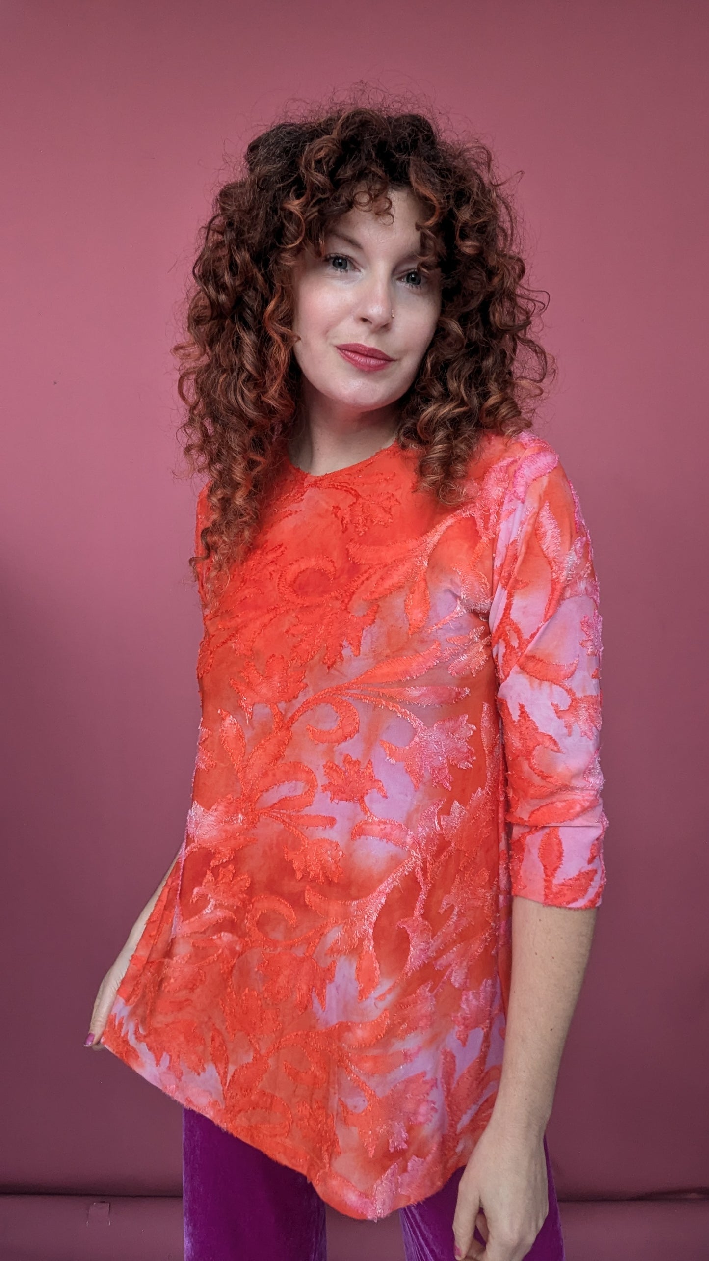 Swing Tunic in Pink and Orange Burnout