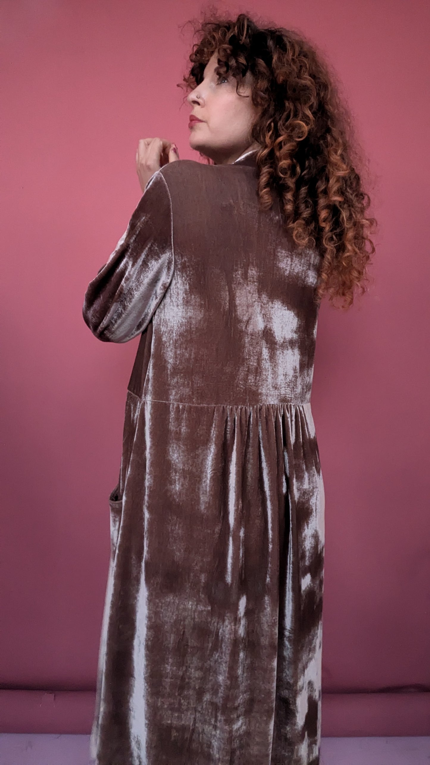 Velvet Maxi Cardigan in Mushroom