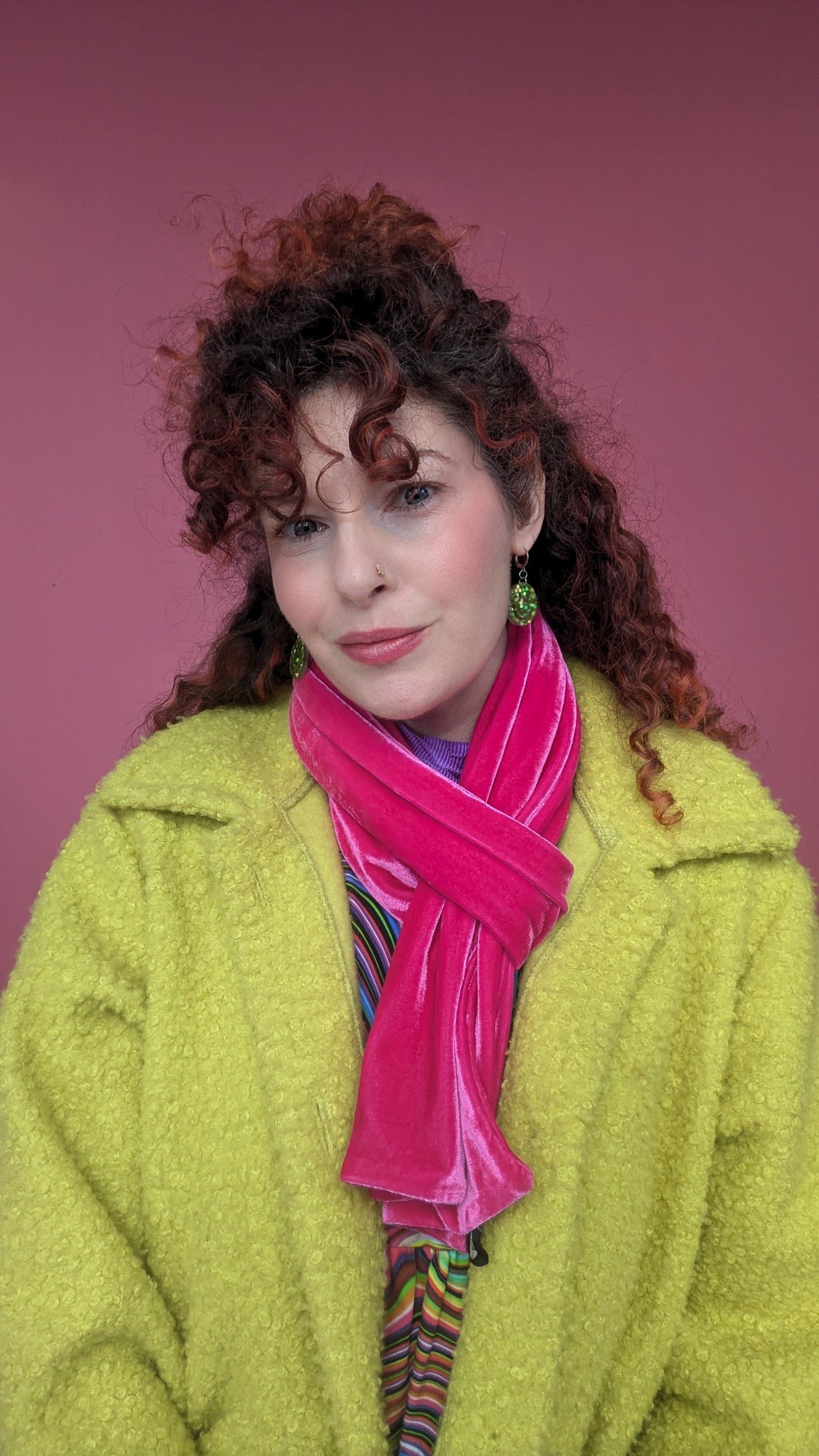 Velvet Scarf in Bright Pink