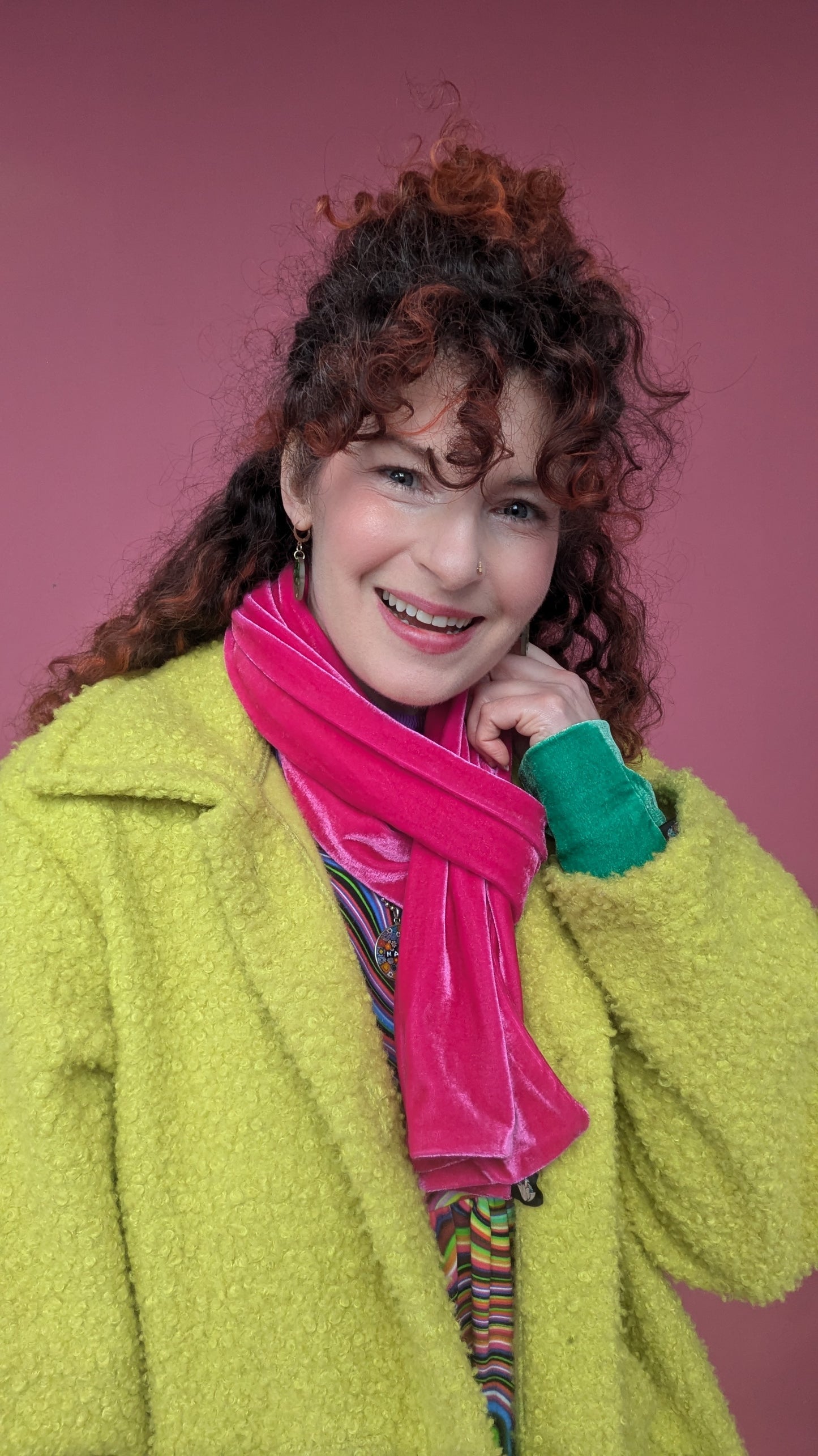 Velvet Scarf in Bright Pink