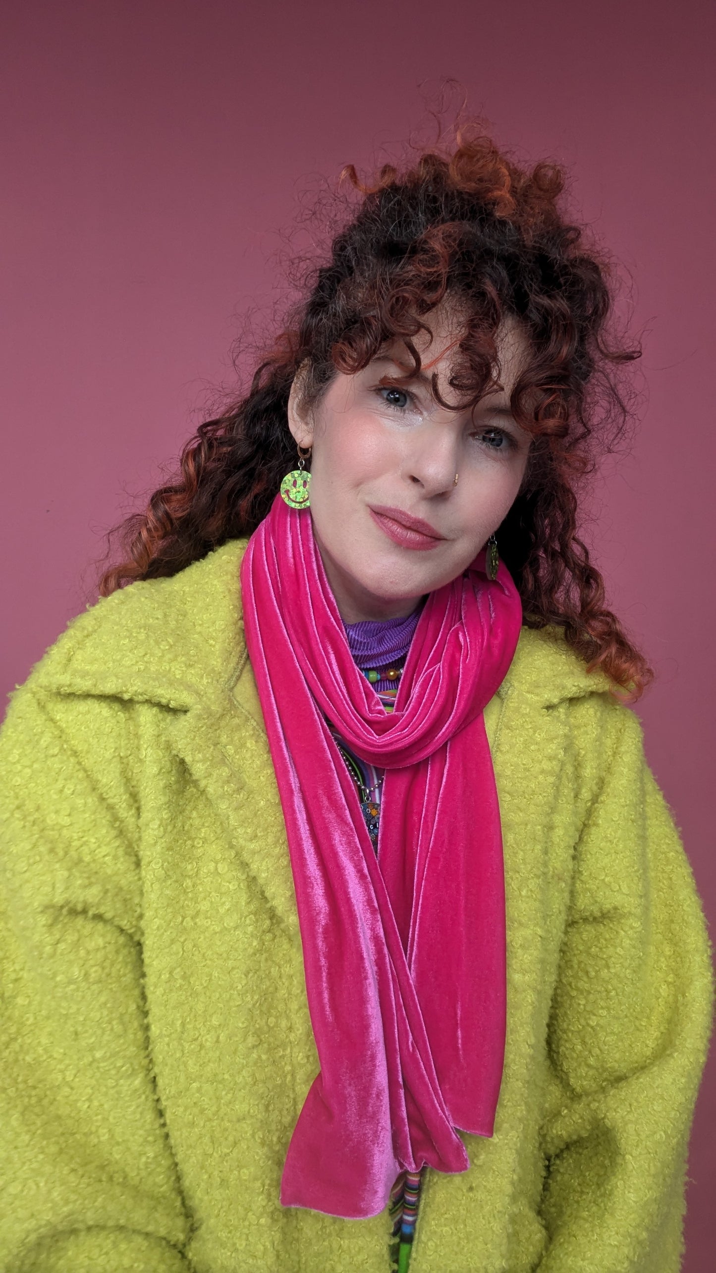 Velvet Scarf in Bright Pink