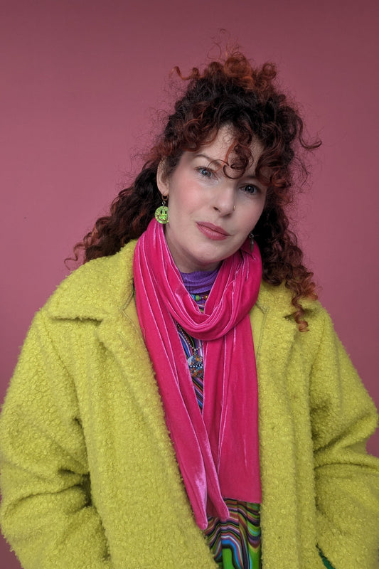 Velvet Scarf in Bright Pink